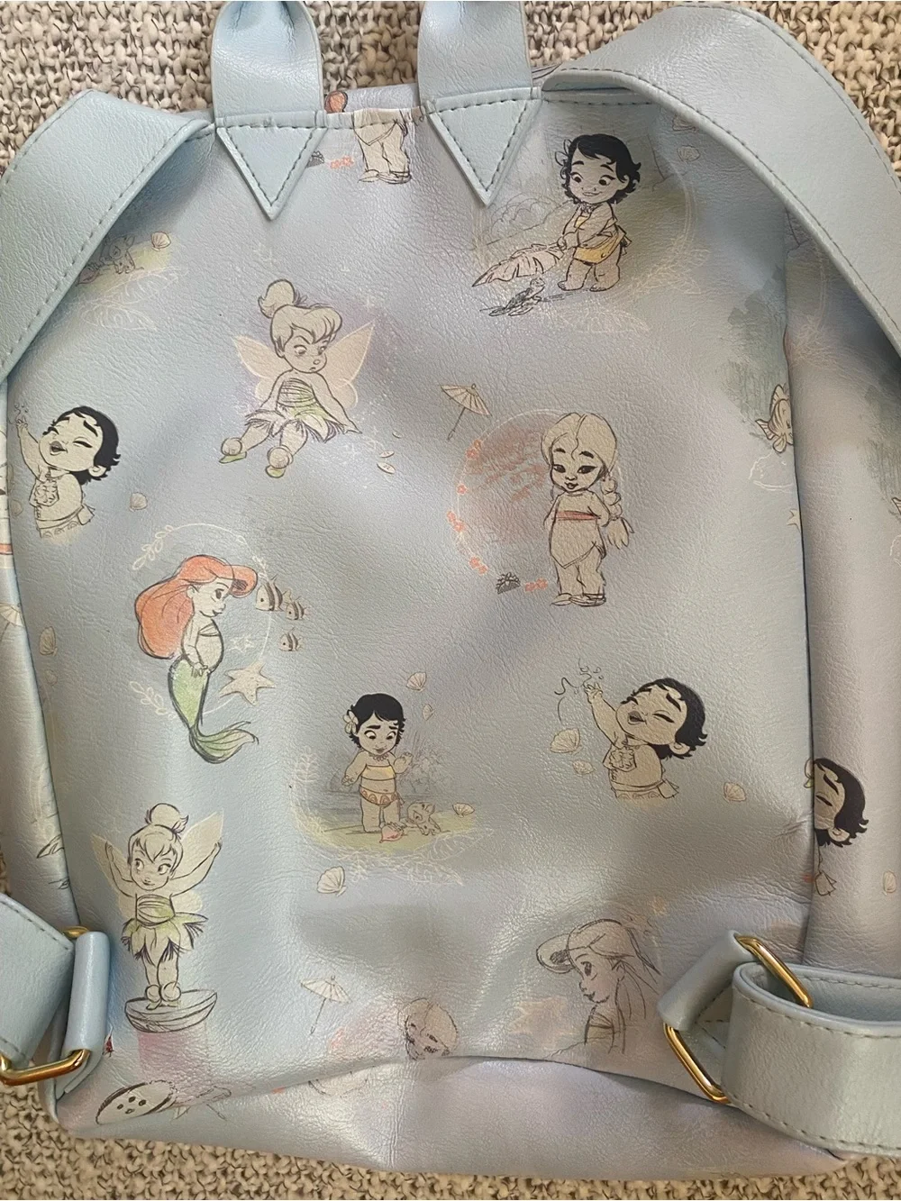 Disney Store Animators Collection Backpack Faux Leather Blue Baby Princess Ariel